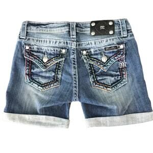 Miss Me Embroidered Denim Shorts, Size 16